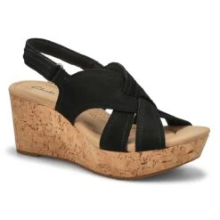 Clarks Women's Rose Erin Wedge Sandal - Black