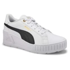 Puma Women's Karmen Wedge Sneaker-Wht/Blk/Gld