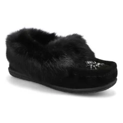 SoftMoc Women's Cute 5 Rabbit Fur Moccasin - -Clarks Shoes Shop CUTE5 BKBK XXX 1