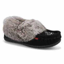 SoftMoc Women's Cute 5 Rabbit Fur Moccasin - -Clarks Shoes Shop CUTE5 BKGY XXX 3