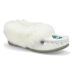 SoftMoc Women's Cute 5 Leather Rabbit Fur Moc -Clarks Shoes Shop CUTE5 L WHT XXX