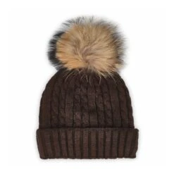 SoftMoc Women's Cable Stitch Hat With Fur Pom 9 SoftMoc Women's Cable Stitch Hat With Fur Pom -Clarks Shoes Shop HTEPH1 BRNFIN XXX 6