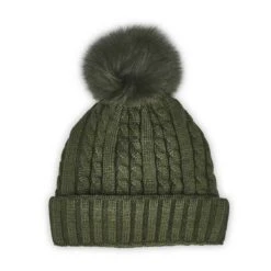 SoftMoc Women's Cable Stitch Hat With Fur Pom 9 SoftMoc Women's Cable Stitch Hat With Fur Pom -Clarks Shoes Shop HTEPH1 GRNGRN XXX 3