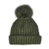 SoftMoc Women's Cable Stitch Hat With Fur Pom