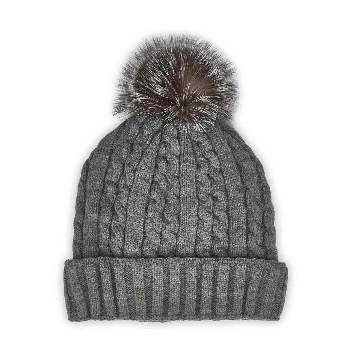 SoftMoc Women's Cable Stitch Hat With Fur Pom 5 SoftMoc Women's Cable Stitch Hat With Fur Pom - Image 5