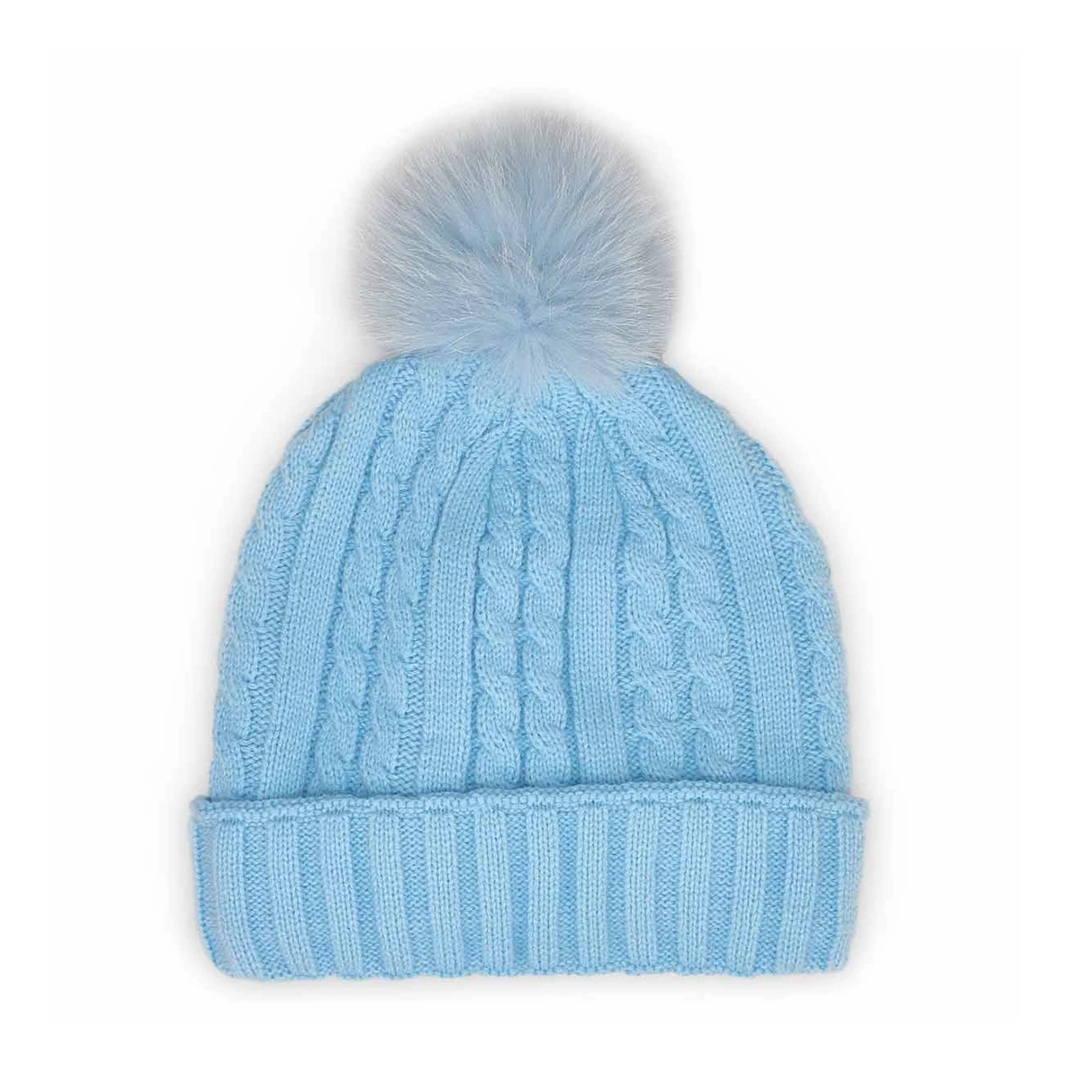 SoftMoc Women's Light Blue With Fur Pom Cable 1 SoftMoc Women's Light Blue With Fur Pom Cable